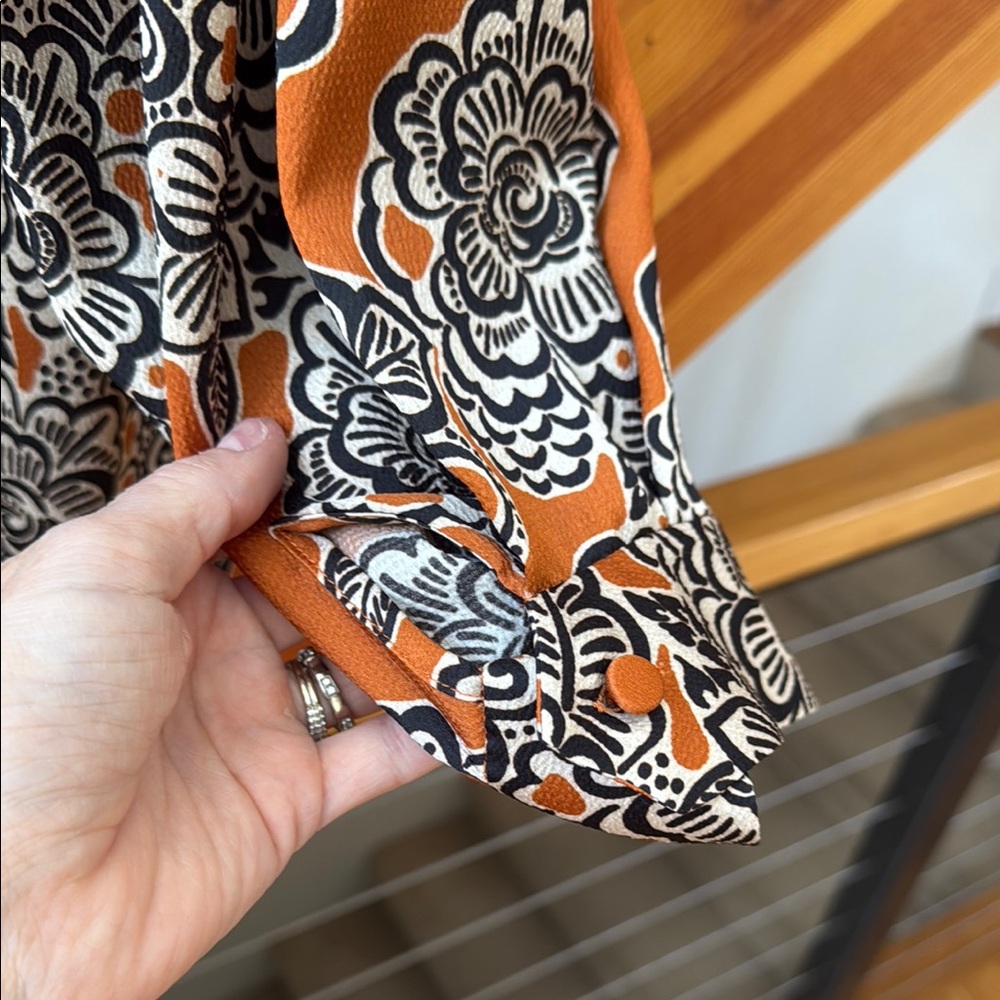 Alexis Orange and Black Floral Playsuit/cover Up Sz M - Picture 6 of 11